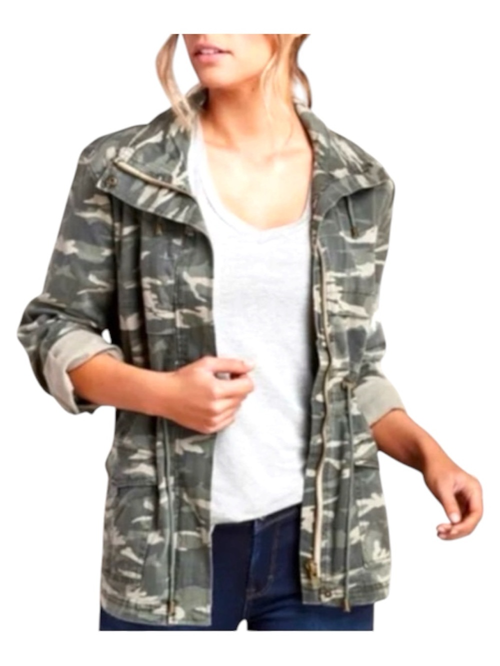 Kensie | Olive Camo Utility Jacket | M